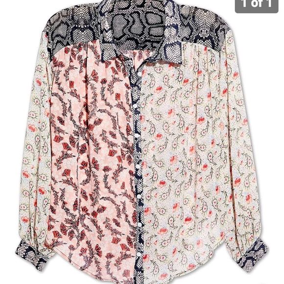 Free People Tops - Free People womens Dani Button-Up Shirt Light Combo Multi color size M